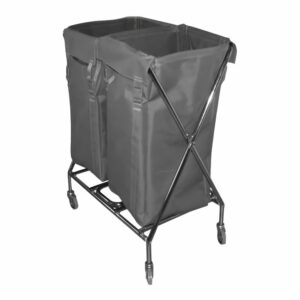 dual-compartment laundry and waste trolley for easy sorting and collection