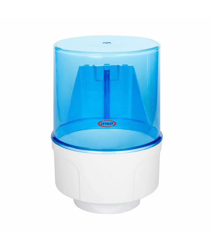 Professional blue and white wall mounted center pull paper towel dispenser for commercial restrooms