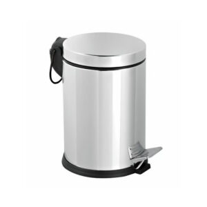 Professional heavy duty chrome pedal waste bin with round stainless steel body and mechanical foot step lever
