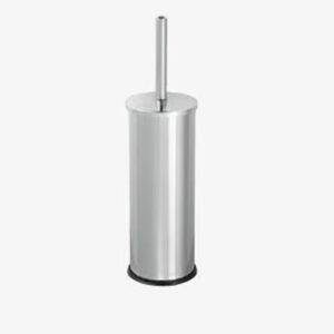 Professional stainless steel chrome toilet brush with enclosed cylindrical holder canister
