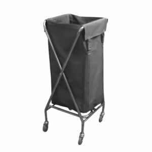Professional cross waste collection trolley with canvas bag for housekeeping and commercial cleaning operations