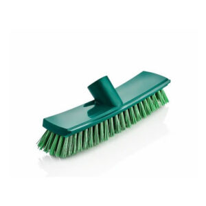 Professional hard floor brush head with stiff green bristles and universal threaded socket block