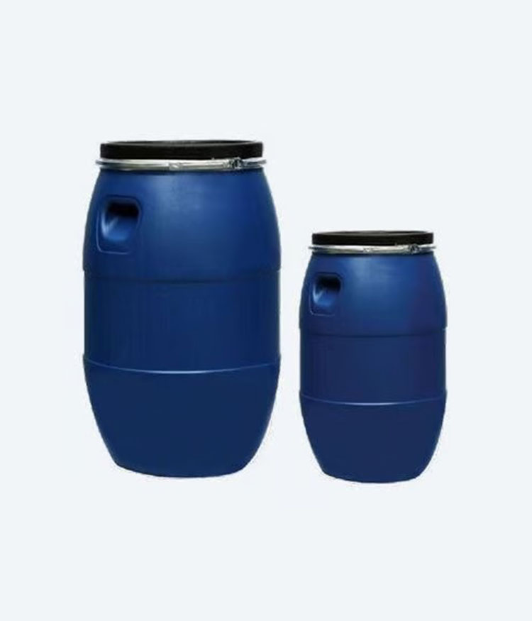 Professional heavy duty blue plastic industrial hazardous waste barrels with black airtight lids