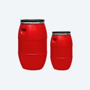 Professional heavy duty red plastic industrial hazardous waste barrels with black airtight lids