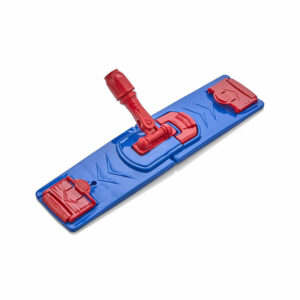 Professional blue and red flat mop premium pad holder frame with mechanical locking end clips