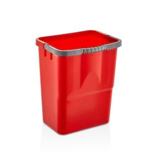 Professional red rectangular 25 litre cleaning bucket with heavy duty handle