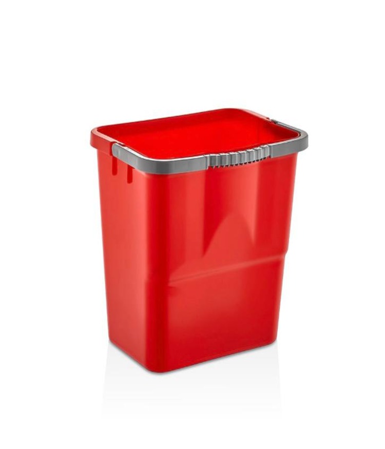 Professional red rectangular 25 litre cleaning bucket with heavy duty handle