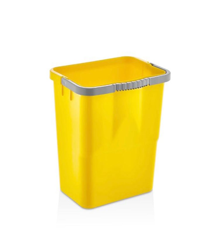 Professional yellow rectangular 25 litre cleaning bucket with heavy duty handle