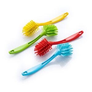 Professional sink cleaning brushes in multiple colors for commercial hygiene and bathroom cleaning operations