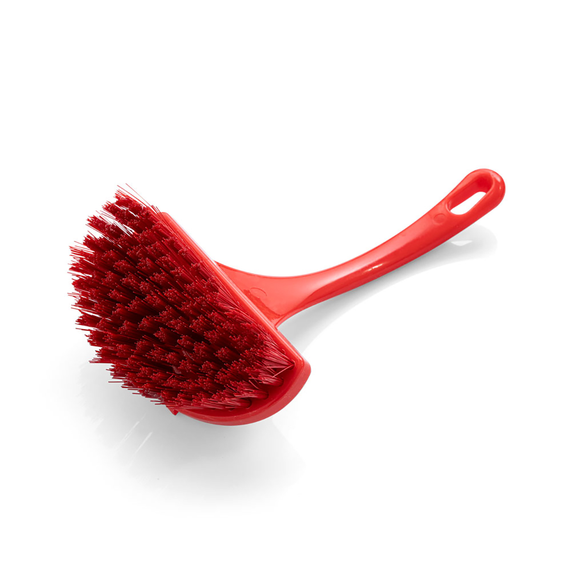 Red professional toilet cleaning brush for commercial bathroom and restroom cleaning operations