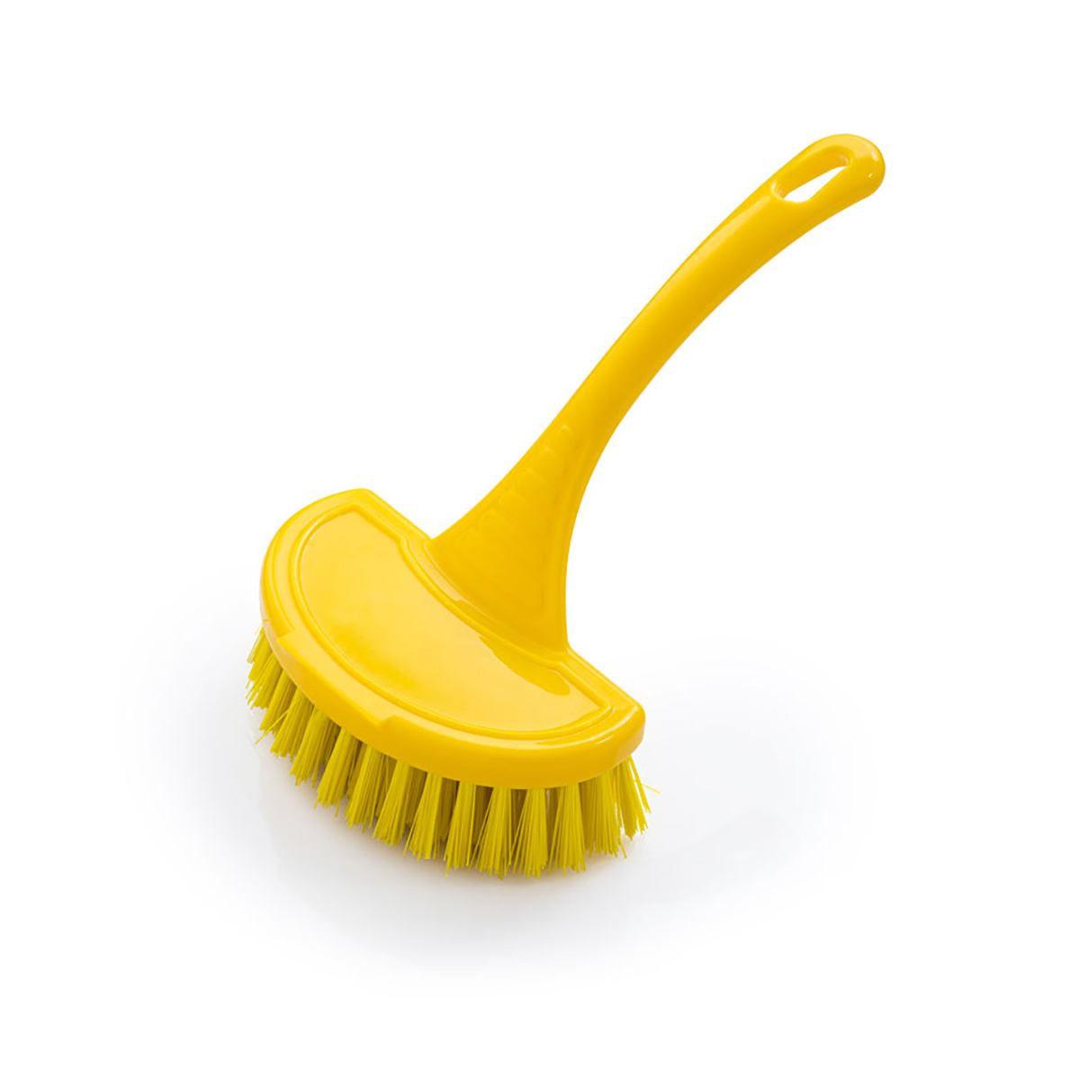 Yellow professional toilet cleaning brush for commercial bathroom and restroom cleaning operations