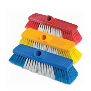 Professional soft floor brush heads in red yellow and blue with flagged dust bristles