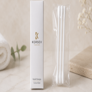 Custom logo printed premium hotel cotton buds box by Korsev Trading