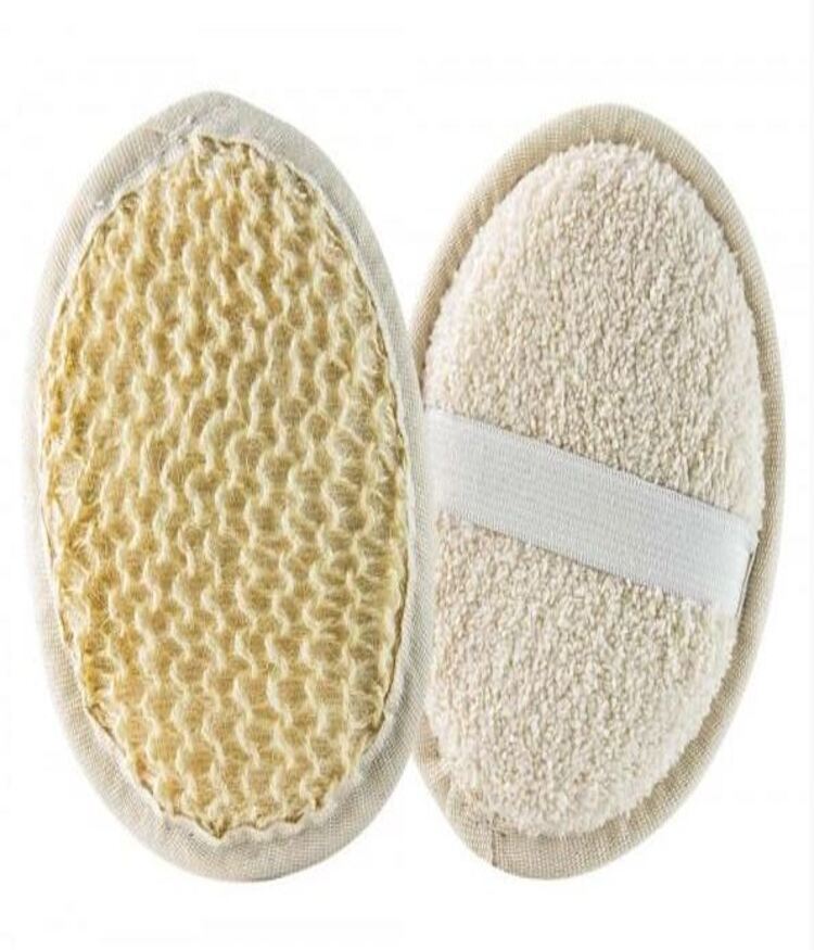 Premium oval hotel loofah bath sponge with hand strap by Korsev Trading