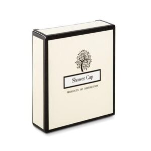 Premium hotel shower cap box for luxury guest room amenities by Korsev Trading